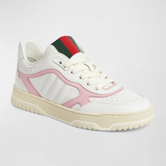 Gucci Re-Web Two Tone Bicolor Leather Low Top Trainers Sneakers Shoes - Picture 1 of 16